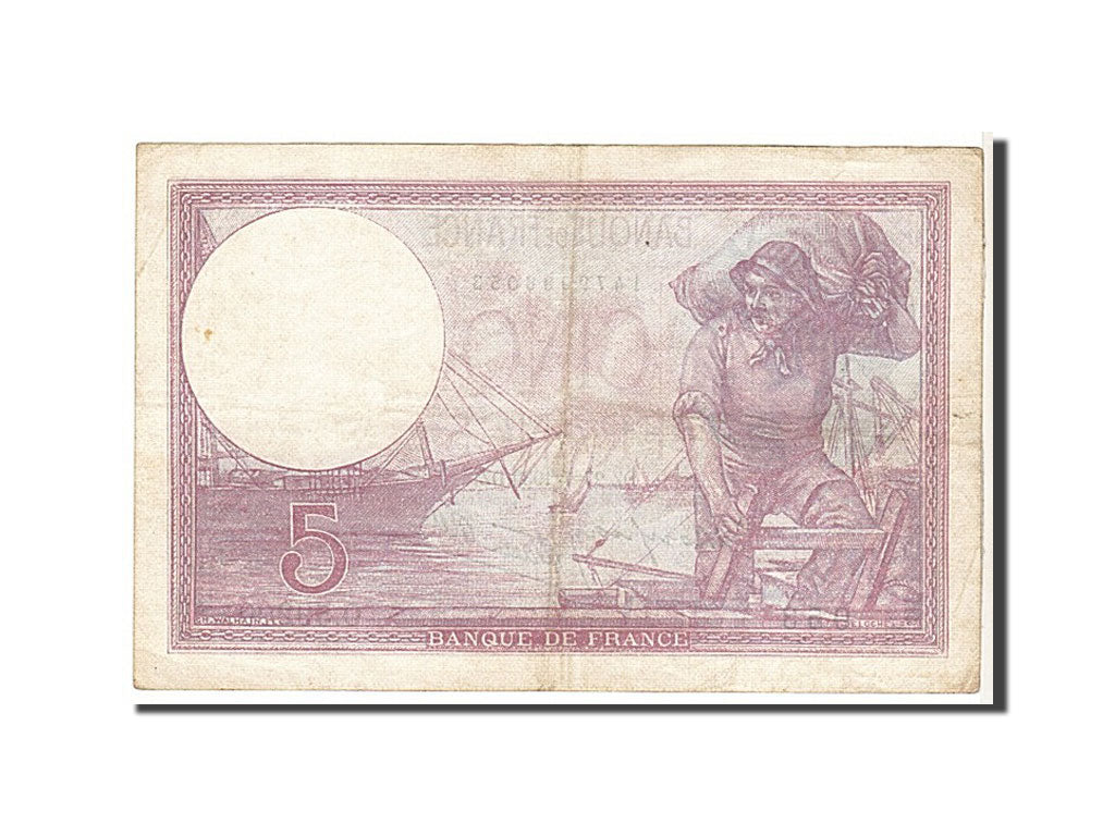 Banknote, France, 5 Francs, 5 F 1917-1940 ''Violet'', 1939, EF(40-45)