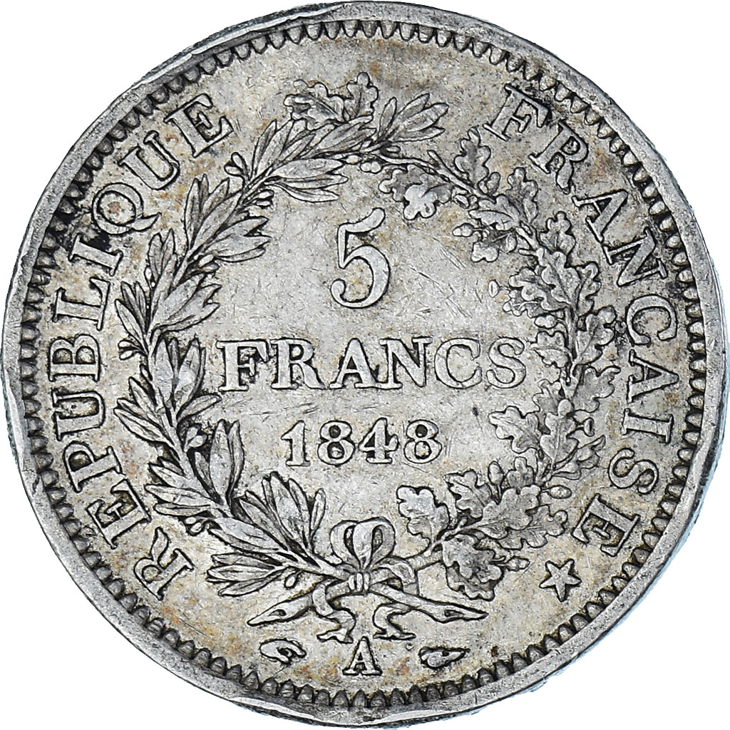 Moneta, Francia, Hercule, 5 Francs, 1848, Paris, BB, Argento, KM:756.1