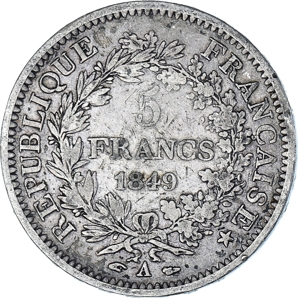 Monnaie, France, Hercule, 5 Francs, 1849, Paris, TB, Argent, Gadoury:683