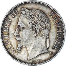 Moneda, Francia, Napoleon III, 5 Francs, 1868, Paris, BC+, Plata, KM:799.1