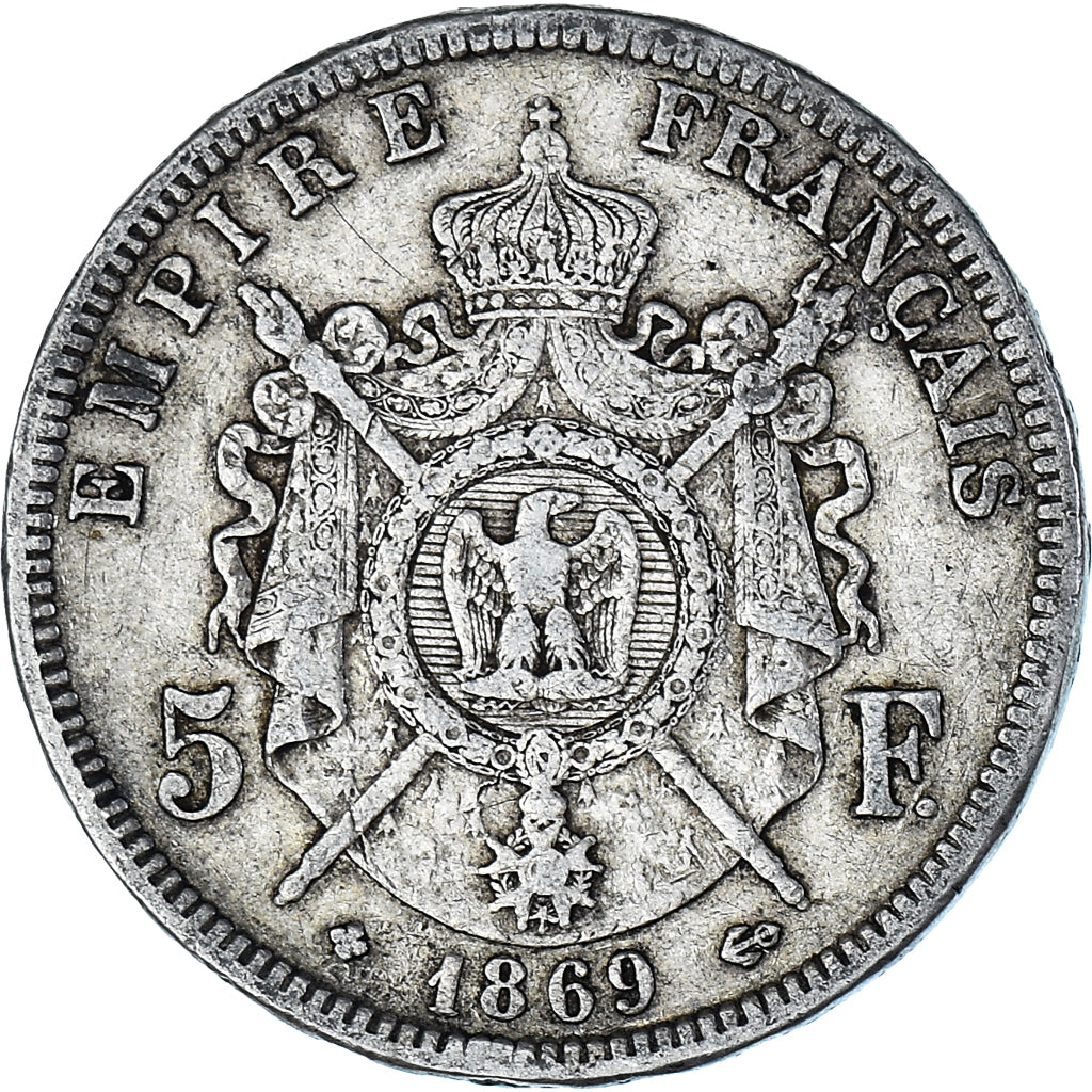 Coin, France, Napoléon III, 5 Francs, 1869, Strasbourg, VF(20-25), Silver