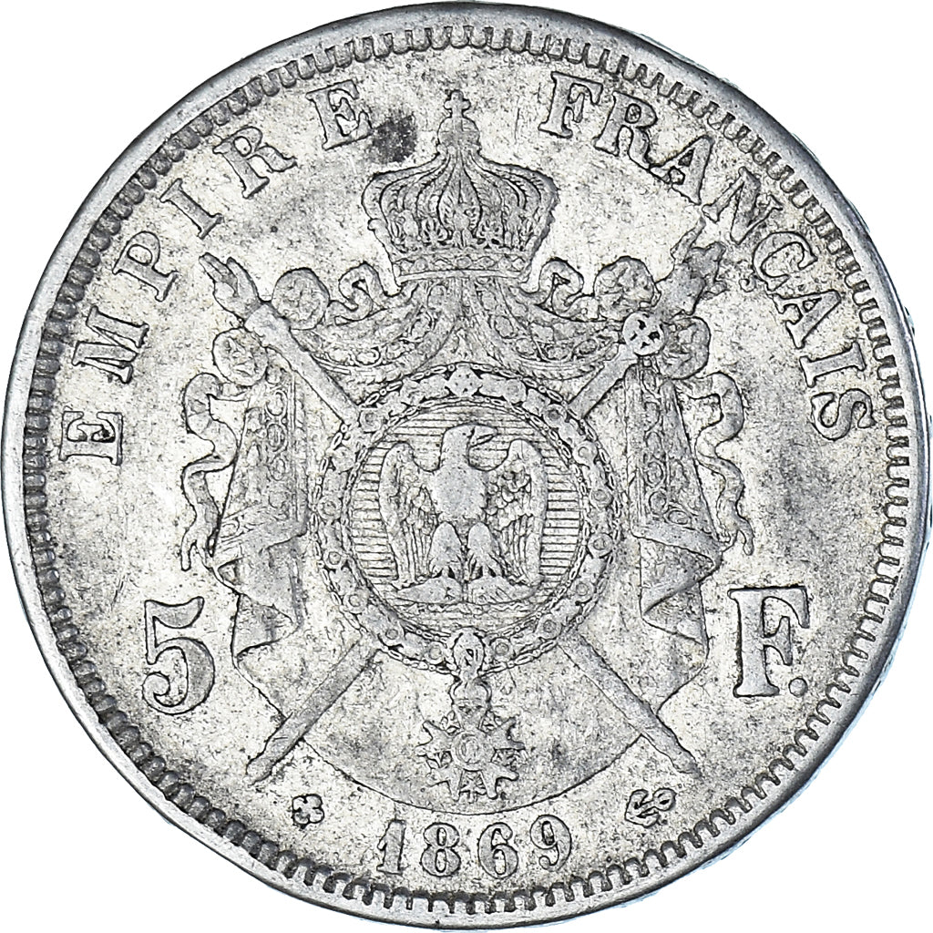 Coin, France, Napoléon III, 5 Francs, 1869, Strasbourg, VF(20-25), Silver