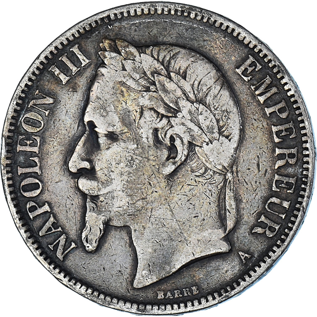 Moneta, Francia, Napoleon III, 5 Francs, 1870, Paris, MB, Argento, KM:799.1
