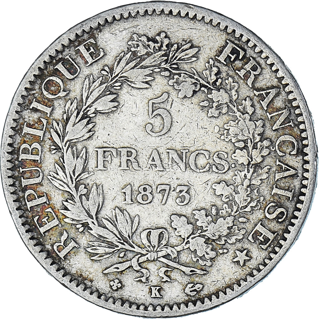 Coin, France, Hercule, 5 Francs, 1873, Bordeaux, VF(20-25), Silver, KM:820.2