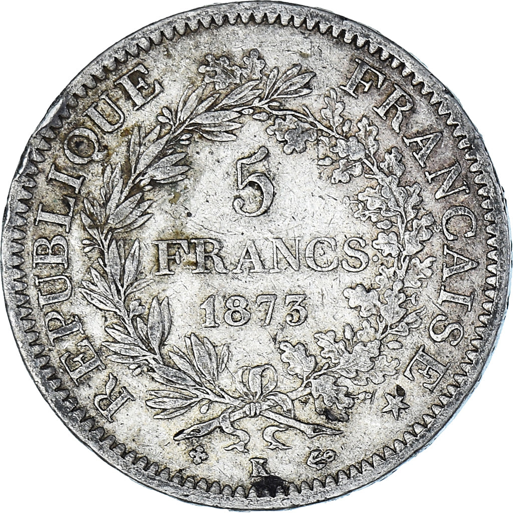 Coin, France, Hercule, 5 Francs, 1873, Bordeaux, EF(40-45), Silver, KM:820.2