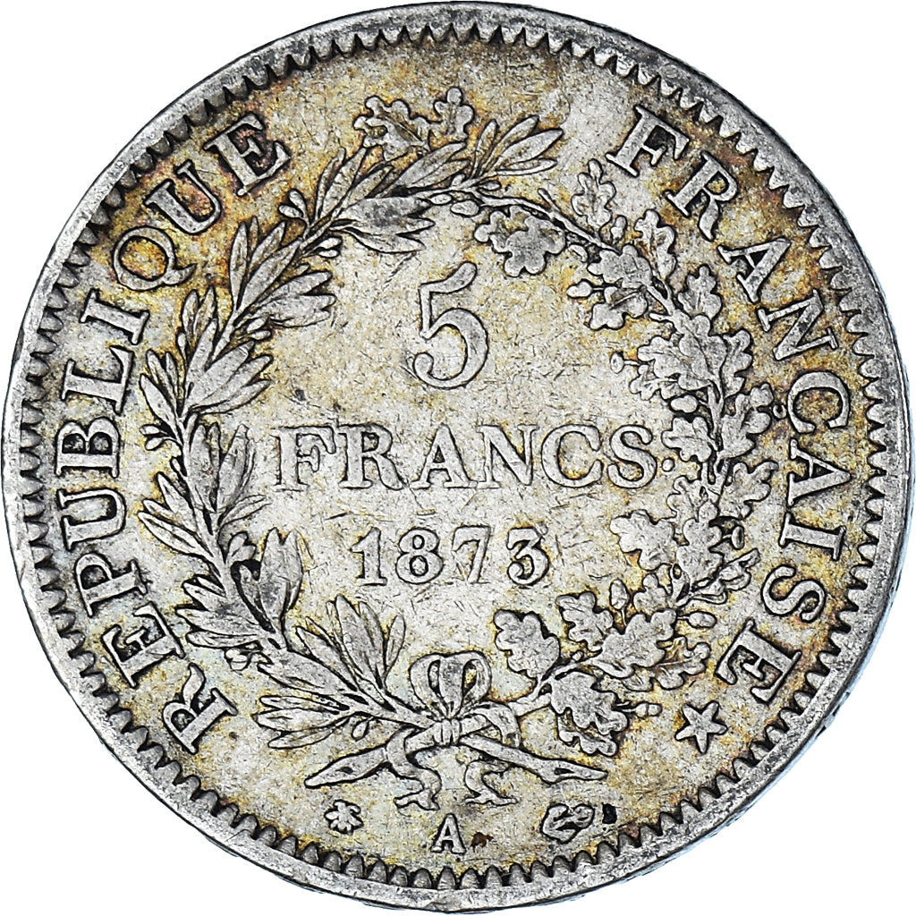 Moneta, Francia, Hercule, 5 Francs, 1873, Paris, MB, Argento, KM:820.1