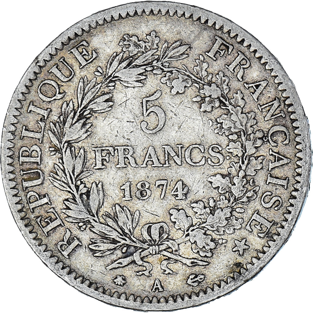 Coin, France, Hercule, 5 Francs, 1874, Paris, VF(20-25), Silver, KM:820.1