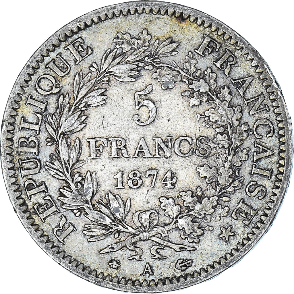 Coin, France, Hercule, 5 Francs, 1874, Paris, VF(30-35), Silver, KM:820.1