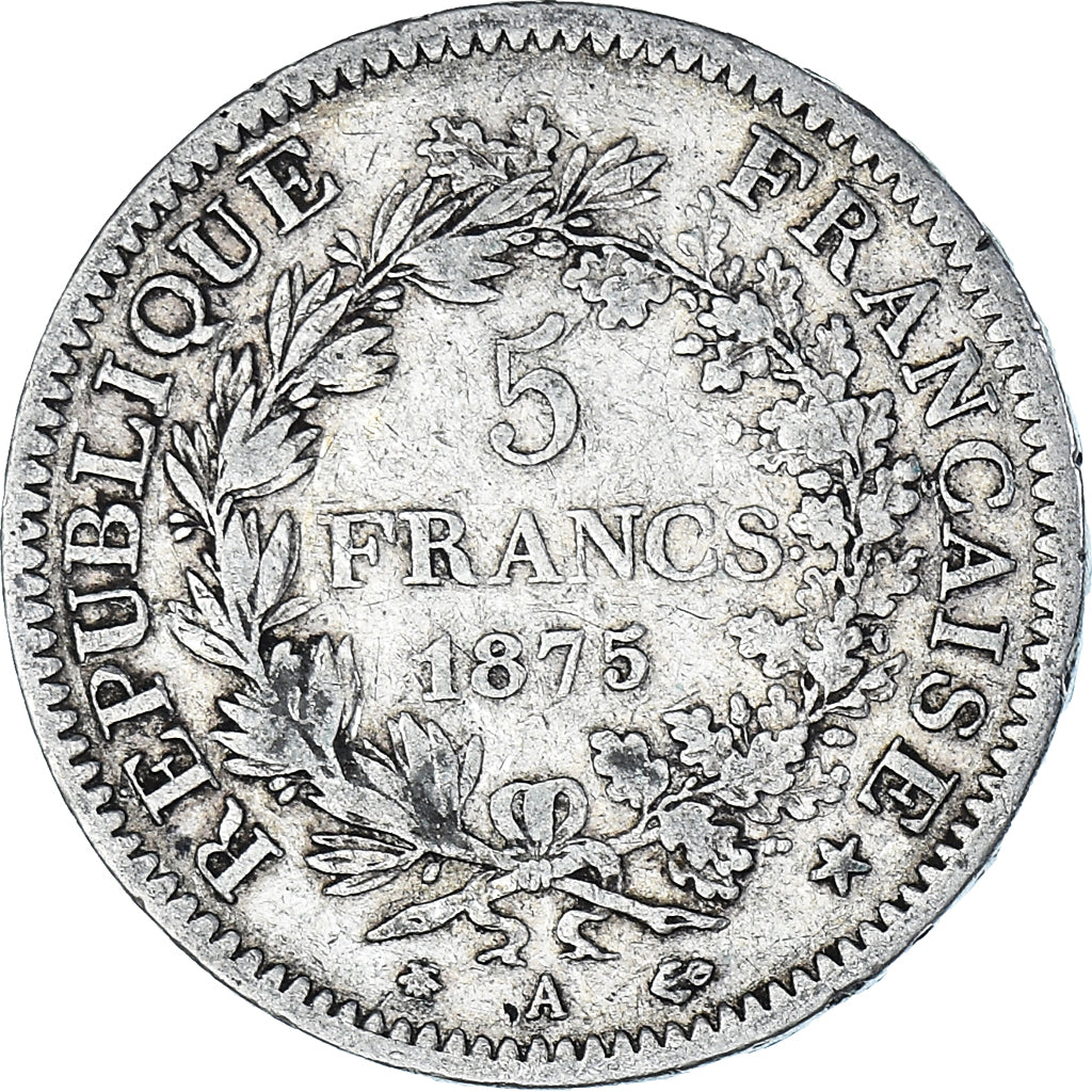 Coin, France, Hercule, 5 Francs, 1875, Paris, VF(20-25), Silver, KM:820.1