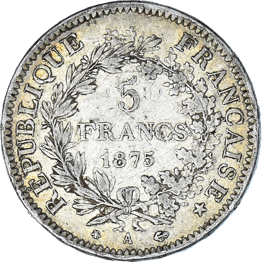 Moneta, Francia, Hercule, 5 Francs, 1875, Paris, MB+, Argento, KM:820.1