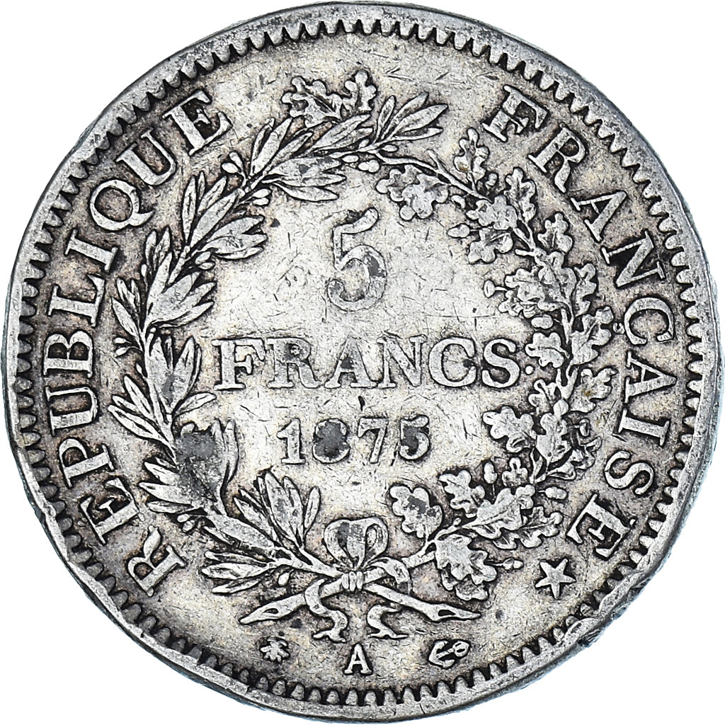 Moneta, Francja, Hercule, 5 Francs, 1875, Paris, VF(30-35), Srebro, KM:820.1