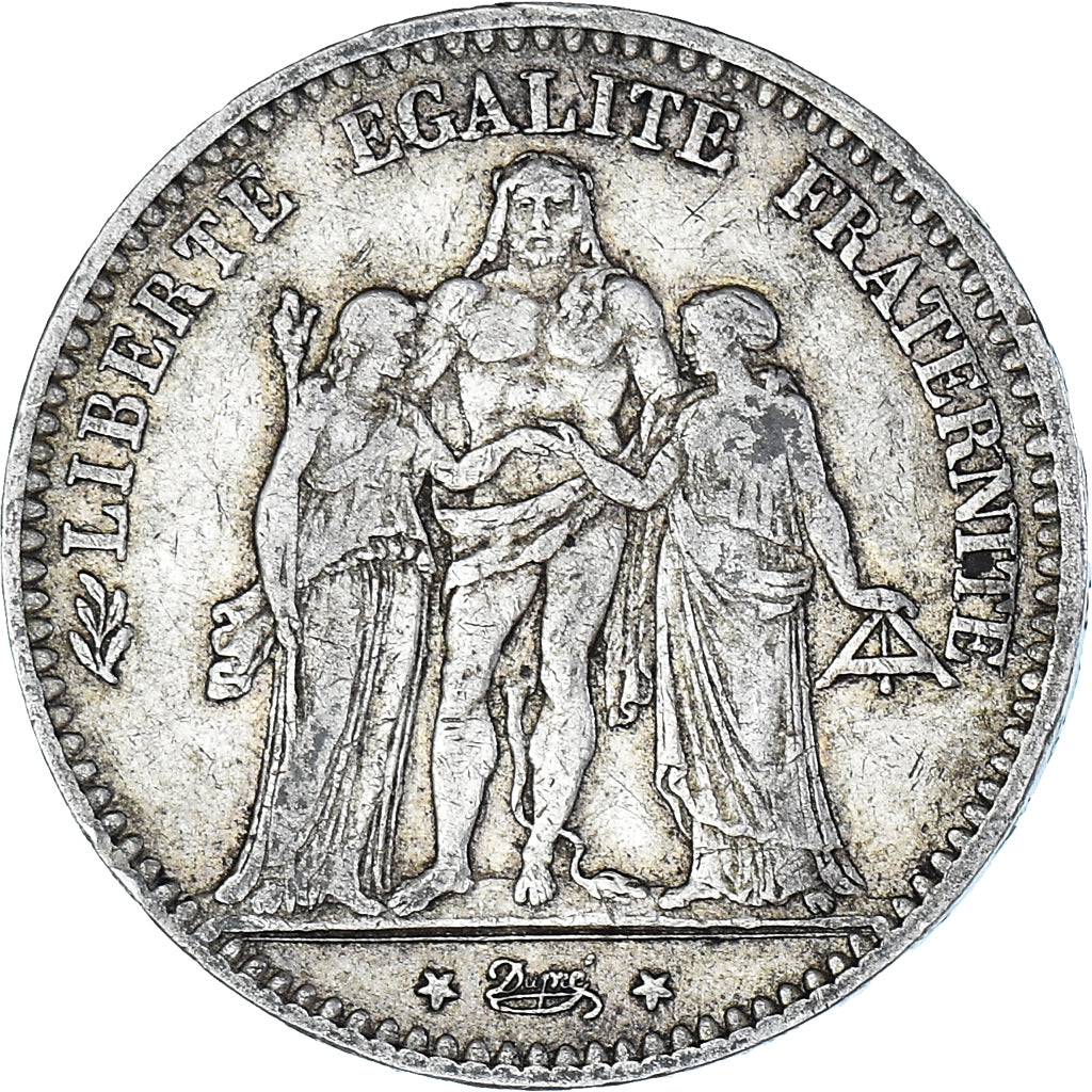 Moeda, França, Hercule, 5 Francs, 1875, Paris, VF(30-35), Prata, KM:820.1
