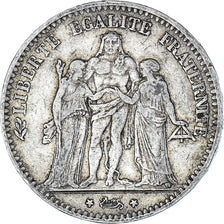 Moeda, França, Hercule, 5 Francs, 1875, Paris, VF(30-35), Prata, KM:820.1