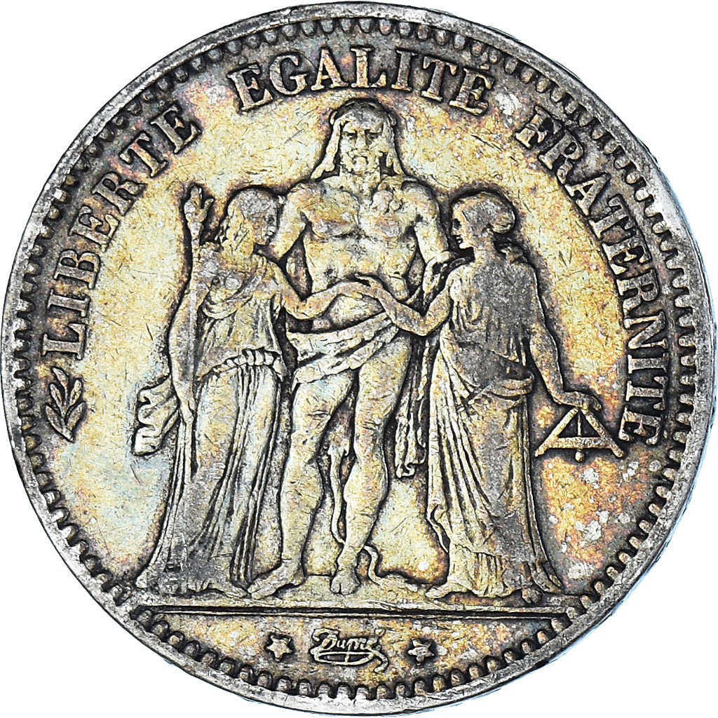 Moneta, Francia, Hercule, 5 Francs, 1876, Bordeaux, MB+, Argento, KM:820.2
