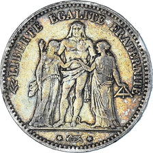 Moneta, Francia, Hercule, 5 Francs, 1876, Bordeaux, MB+, Argento, KM:820.2