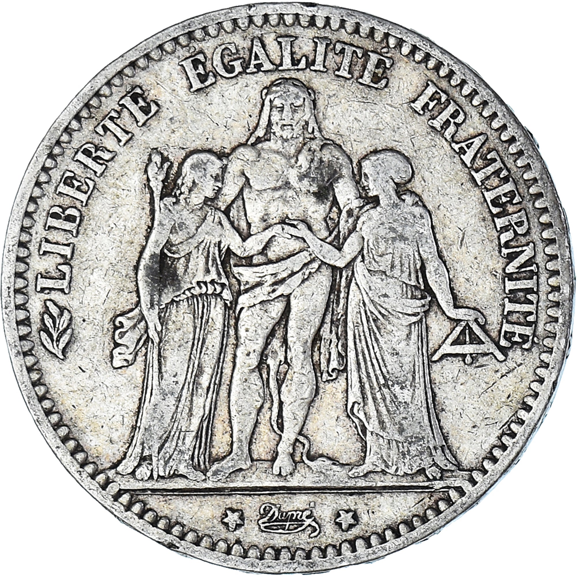 Moneta, Francia, Hercule, 5 Francs, 1876, Paris, MB+, Argento, KM:820.1