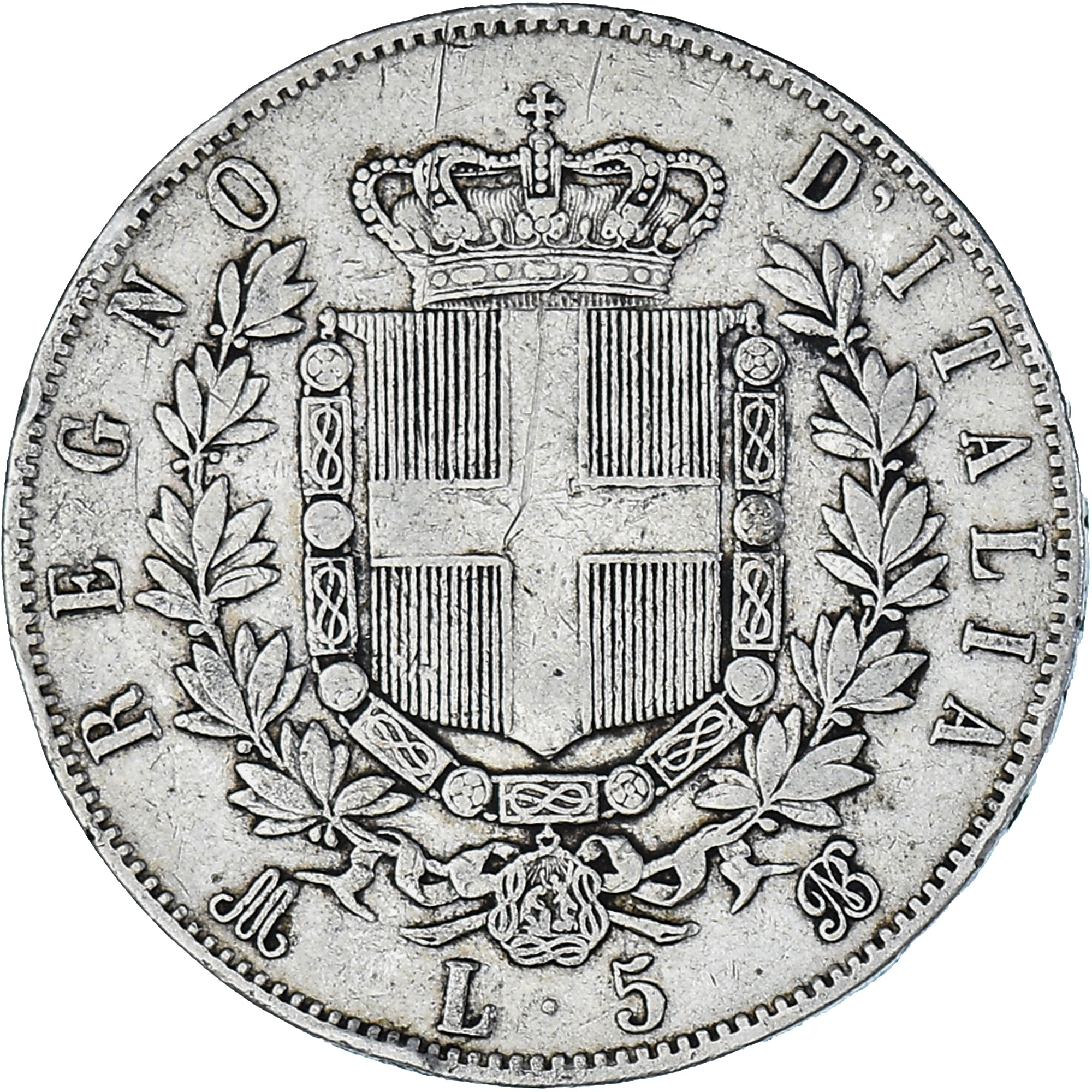 Coin, Italy, Vittorio Emanuele II, 5 Lire, 1870, Milan, VF(20-25), Silver