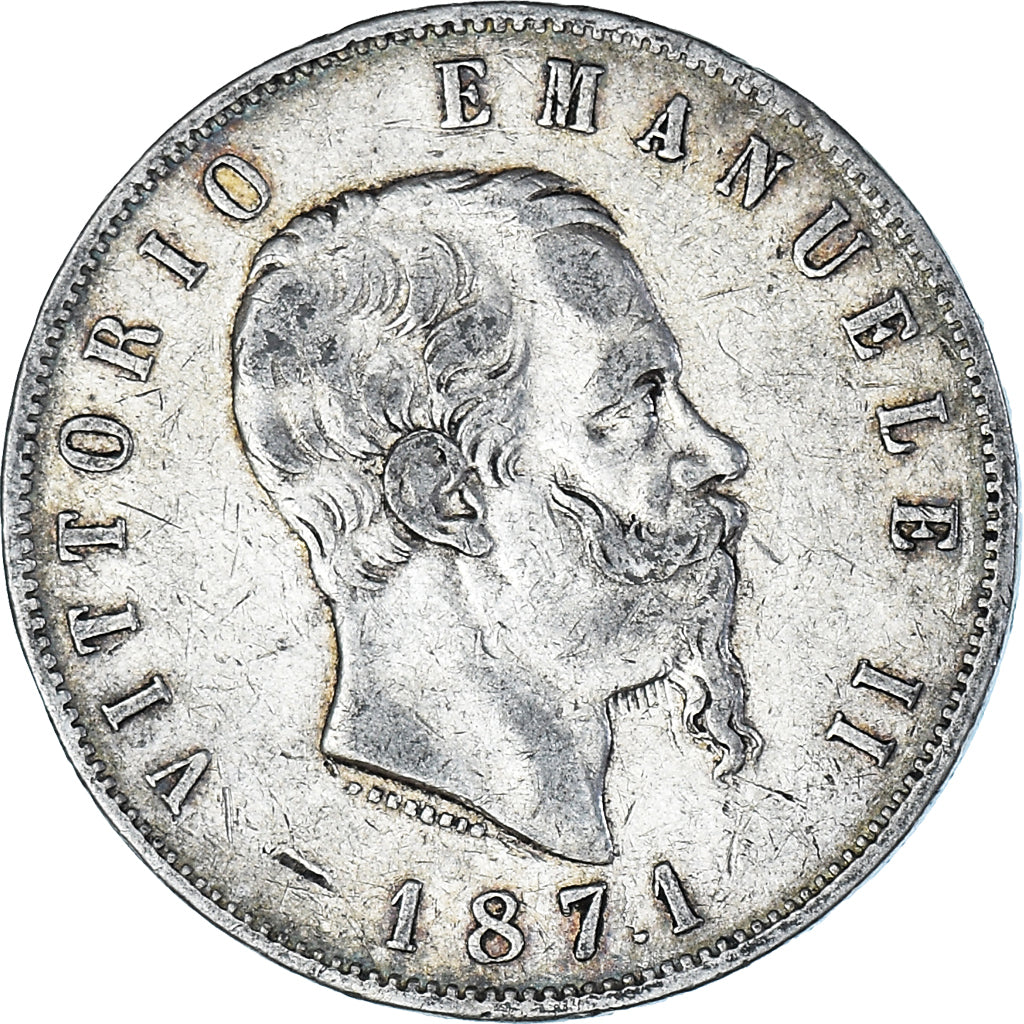 Moneta, Italia, Vittorio Emanuele II, 5 Lire, 1871, Milan, MB+, Argento, KM:8.3