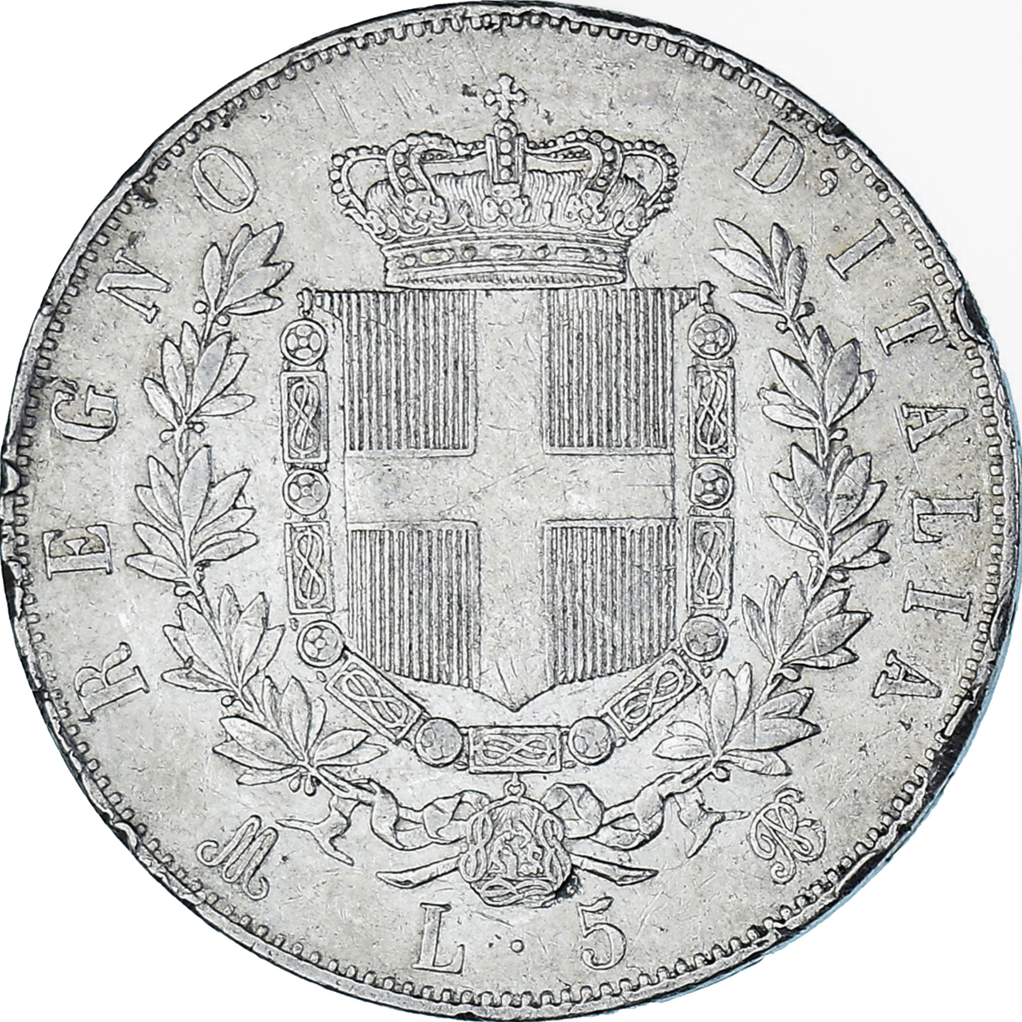 Coin, Italy, Vittorio Emanuele II, 5 Lire, 1871, Milan, EF(40-45), Silver