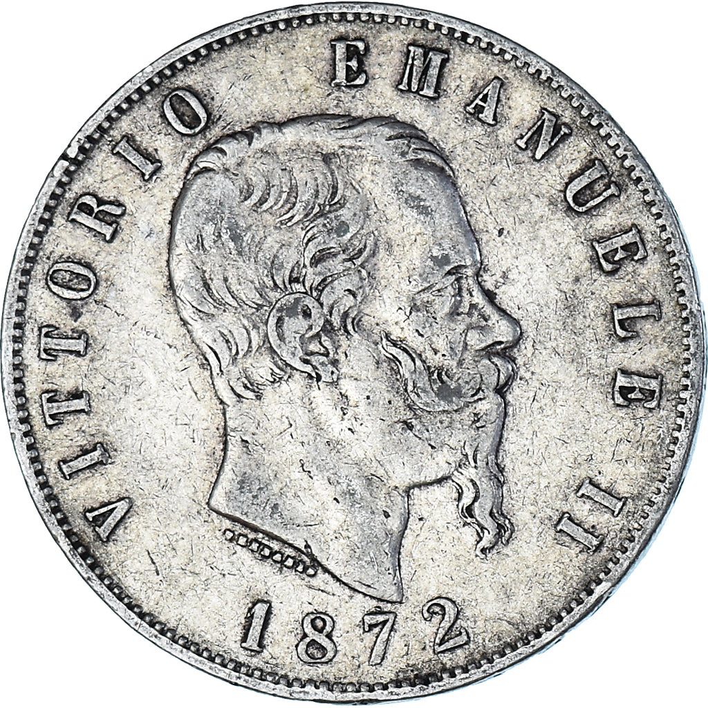 Münze, Italien, Vittorio Emanuele II, 5 Lire, 1872, Milan, S+, Silber, KM:8.3