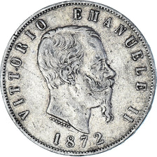 Münze, Italien, Vittorio Emanuele II, 5 Lire, 1872, Milan, S+, Silber, KM:8.3