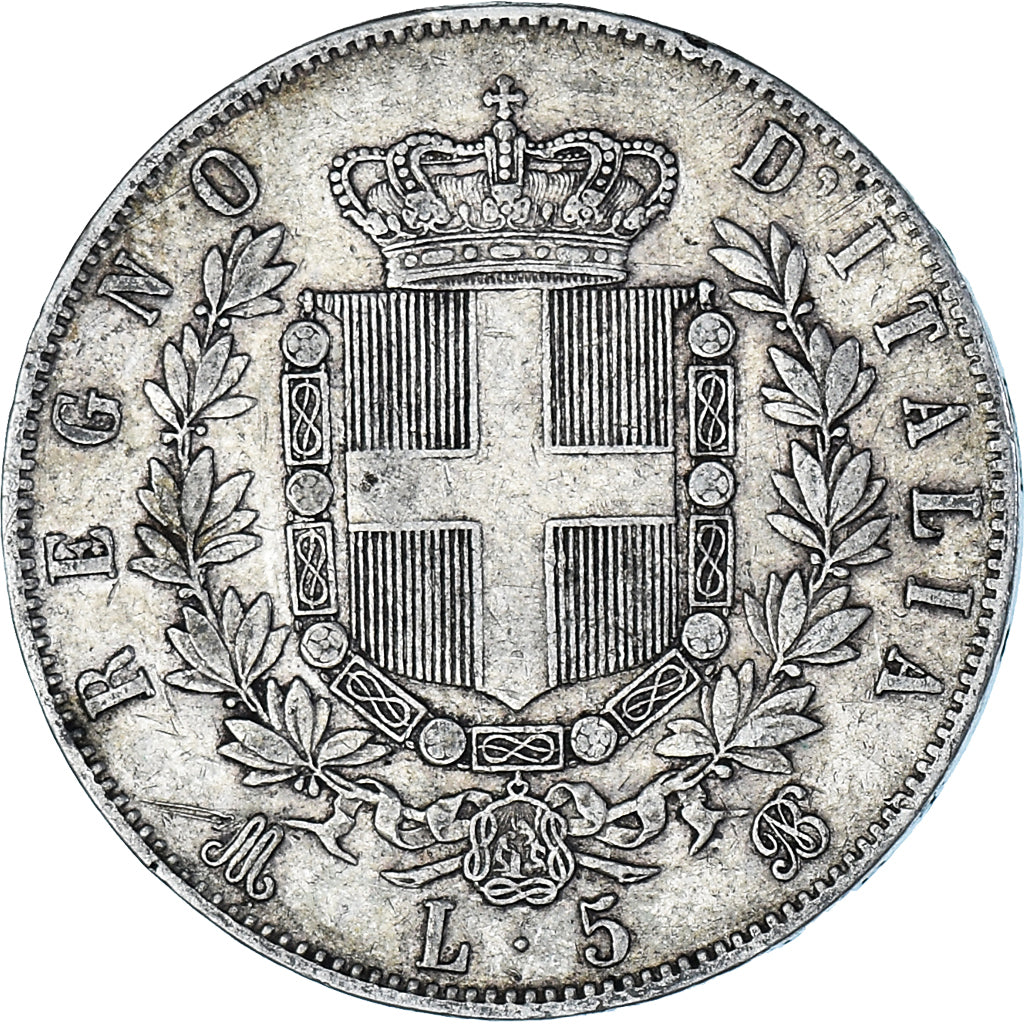 Münze, Italien, Vittorio Emanuele II, 5 Lire, 1872, Milan, S+, Silber, KM:8.3
