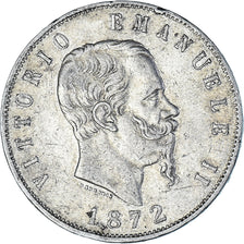 Coin, Italy, Vittorio Emanuele II, 5 Lire, 1872, Milan, EF(40-45), Silver