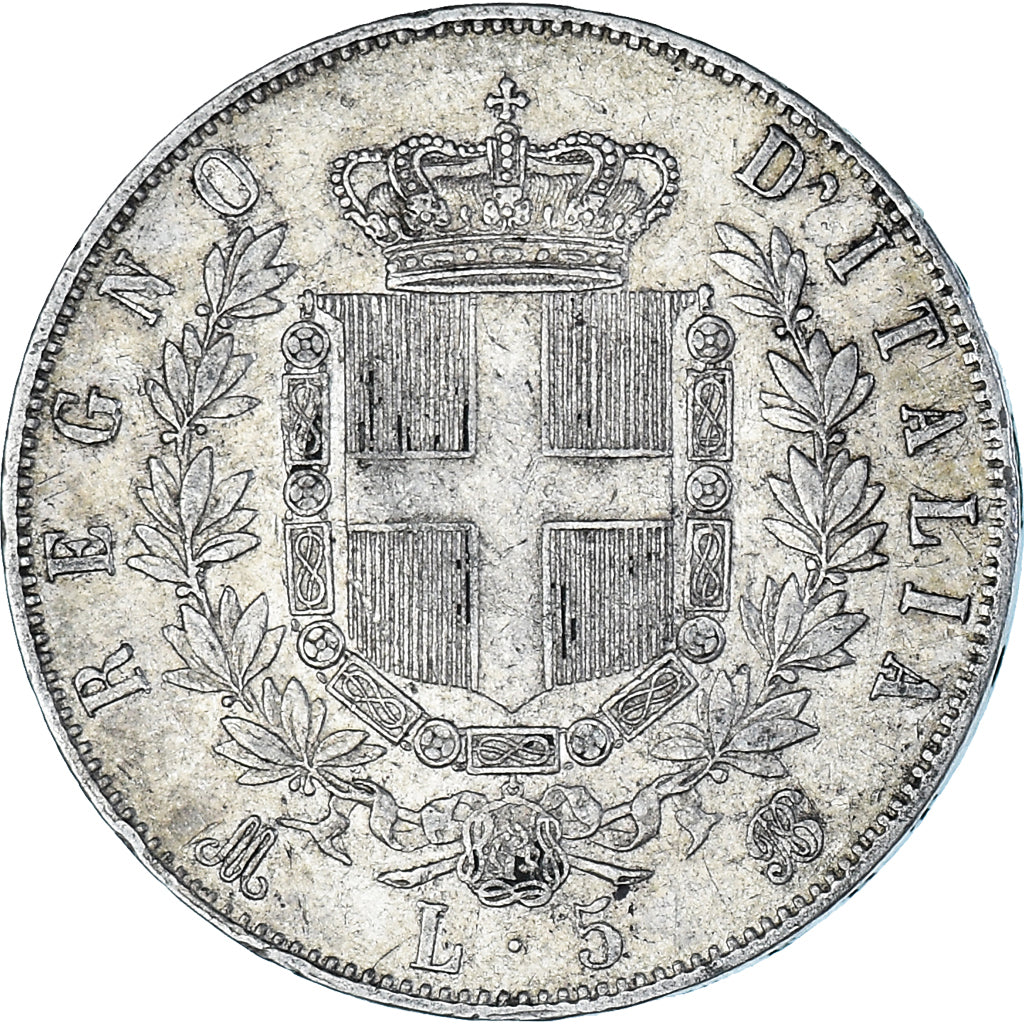 Coin, Italy, Vittorio Emanuele II, 5 Lire, 1872, Milan, EF(40-45), Silver