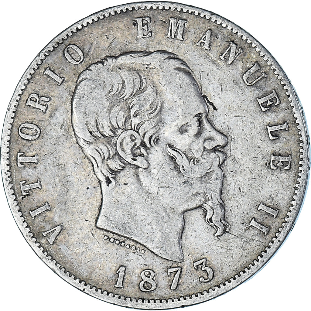 Coin, Italy, Vittorio Emanuele II, 5 Lire, 1873, Milan, VF(20-25), Silver