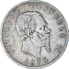 Coin, Italy, Vittorio Emanuele II, 5 Lire, 1873, Milan, VF(20-25), Silver