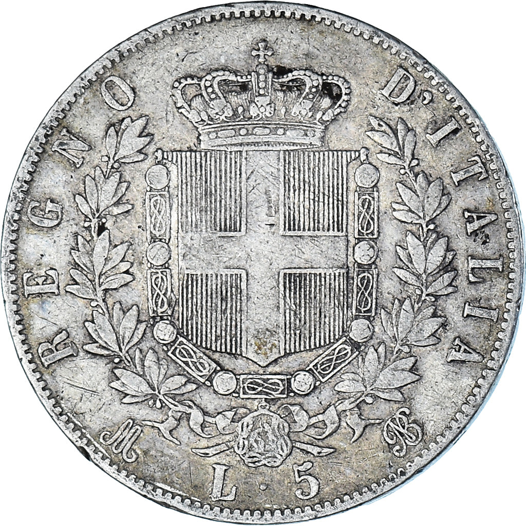 Coin, Italy, Vittorio Emanuele II, 5 Lire, 1873, Milan, VF(20-25), Silver