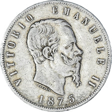 Coin, Italy, Vittorio Emanuele II, 5 Lire, 1875, Milan, VF(30-35), Silver