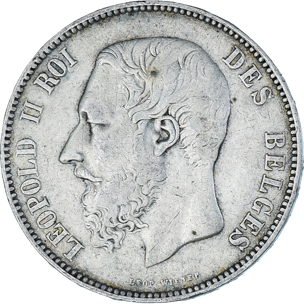Coin, Belgium, Leopold II, 5 Francs, 5 Frank, 1868, Brussels, VF(30-35), Silver