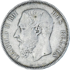 Coin, Belgium, Leopold II, 5 Francs, 5 Frank, 1868, Brussels, VF(30-35), Silver