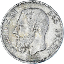 Moneta, Belgio, Leopold II, 5 Francs, 5 Frank, 1869, MB+, Argento, KM:24