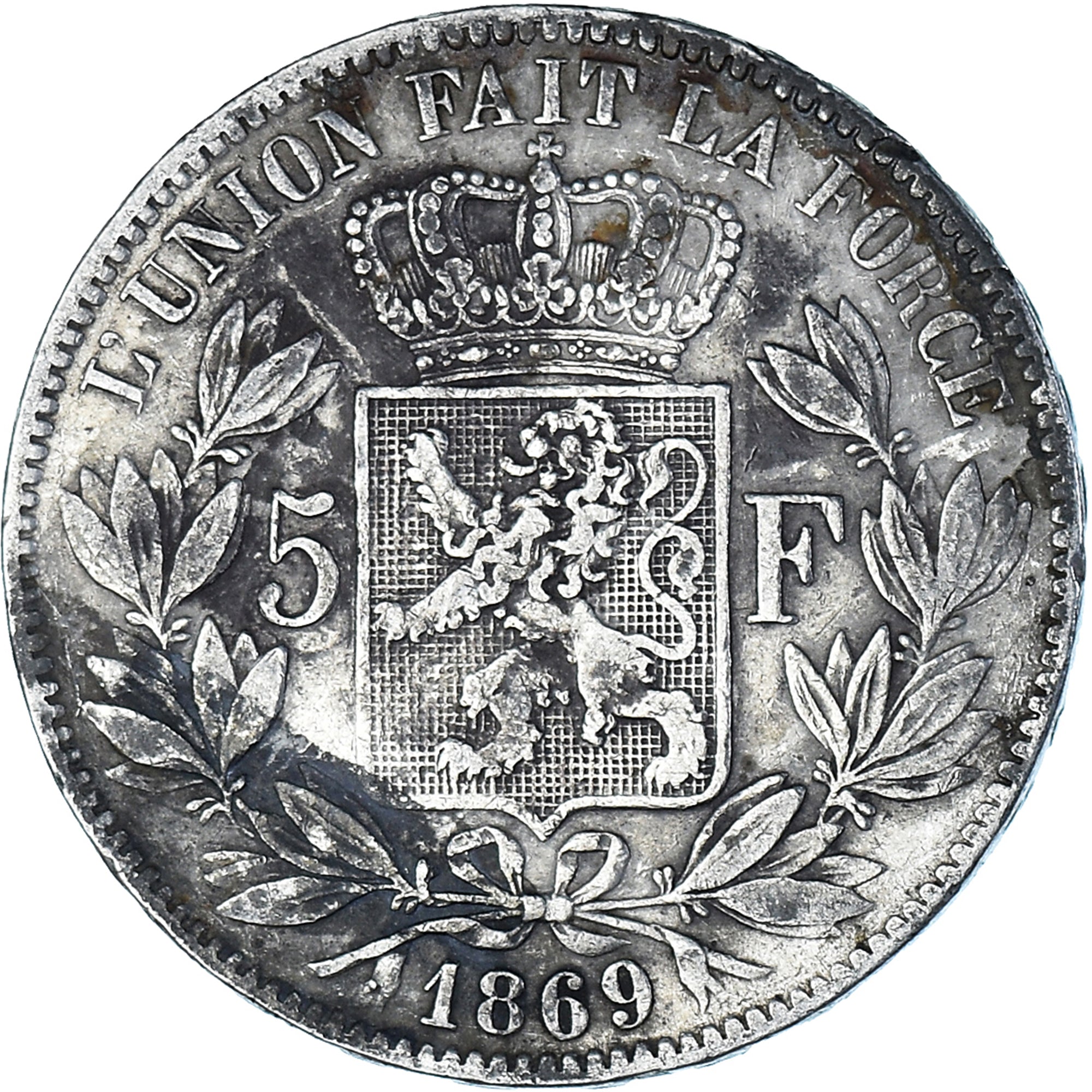 Monnaie, Belgique, Leopold II, 5 Francs, 5 Frank, 1869, TB+, Argent, KM:24
