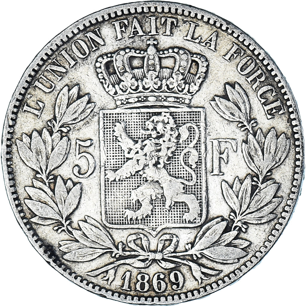 Monnaie, Belgique, Leopold II, 5 Francs, 5 Frank, 1869, TB+, Argent, KM:24