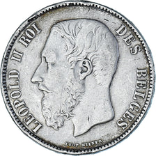 Coin, Belgium, Leopold II, 5 Francs, 5 Frank, 1870, Brussels, VF(20-25), Silver
