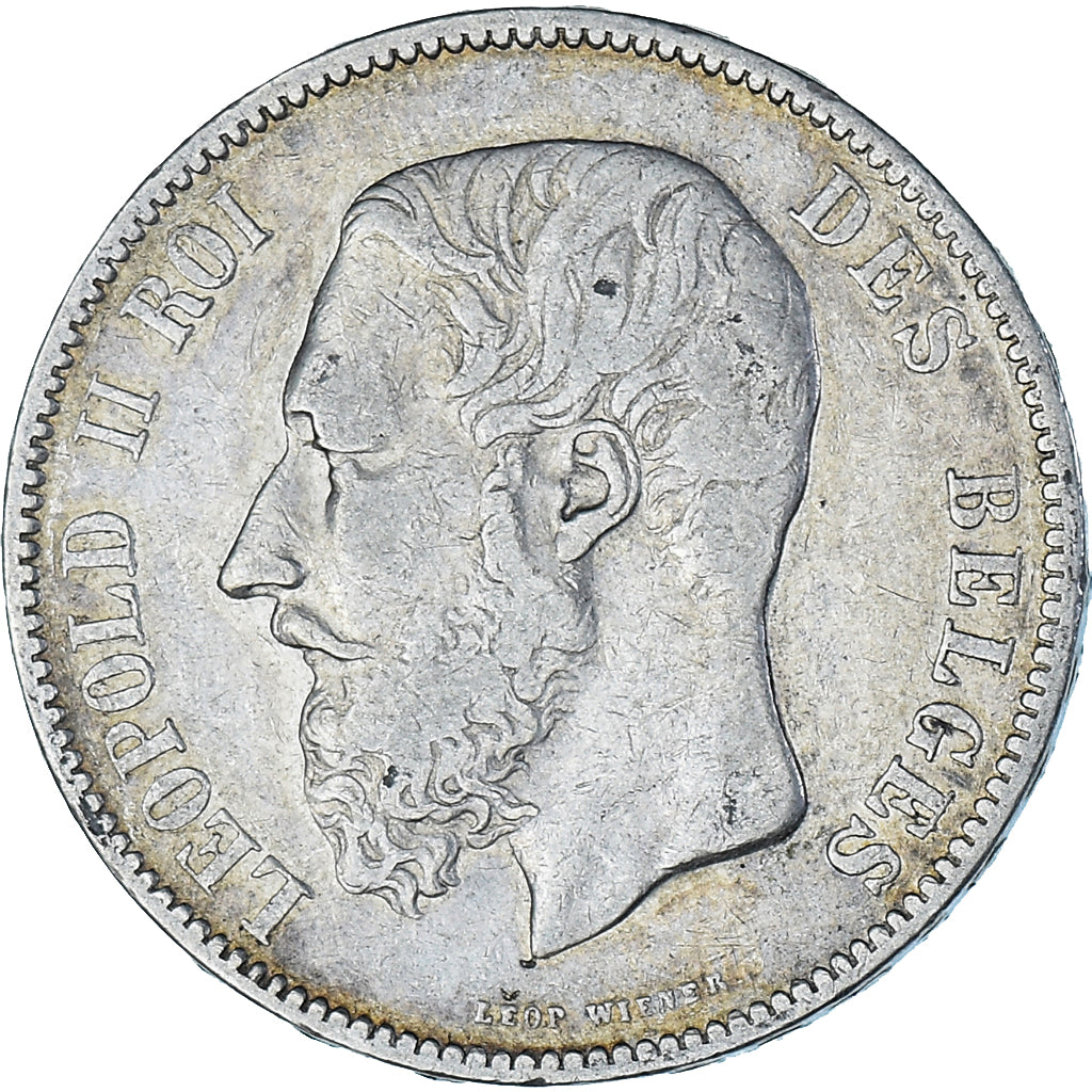 Moneta, Belgio, Leopold II, 5 Francs, 5 Frank, 1873, MB, Argento, KM:24
