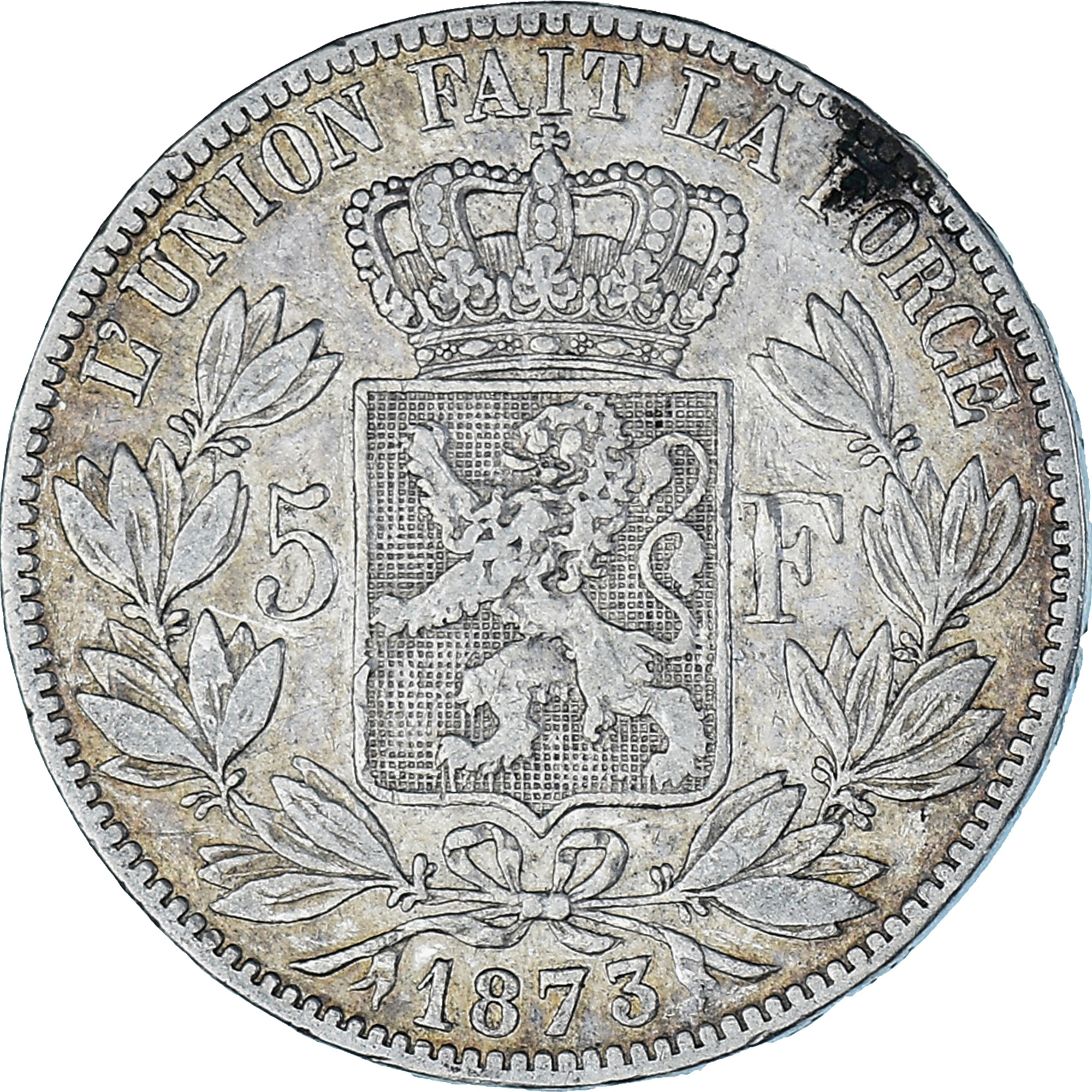 Moneta, Belgio, Leopold II, 5 Francs, 5 Frank, 1873, MB, Argento, KM:24