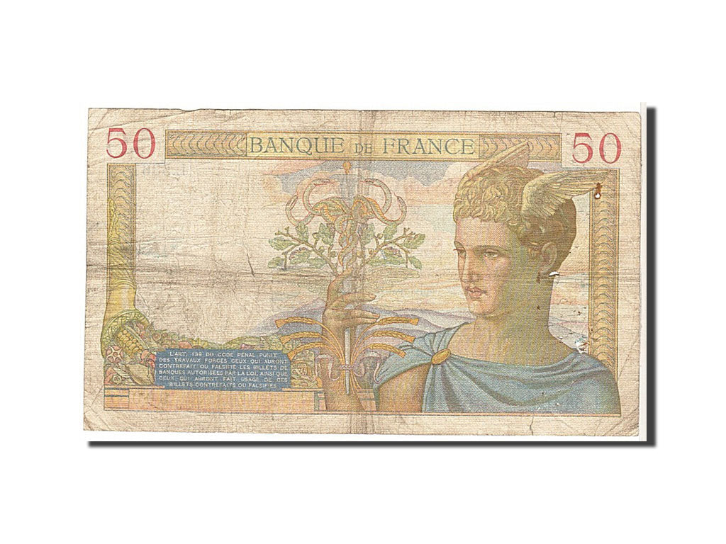 France, 50 Francs, 50 F 1934-1940 ''Cérès'', 1936, KM #81, VG(8-10), L5361960, F