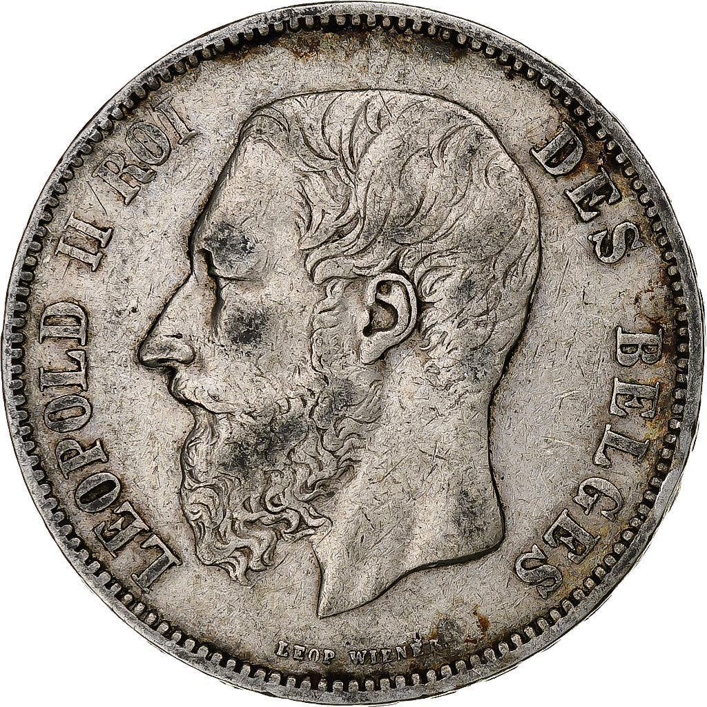 Coin, Belgium, Leopold II, 5 Francs, 5 Frank, 1875, VF(30-35), Silver, KM:24