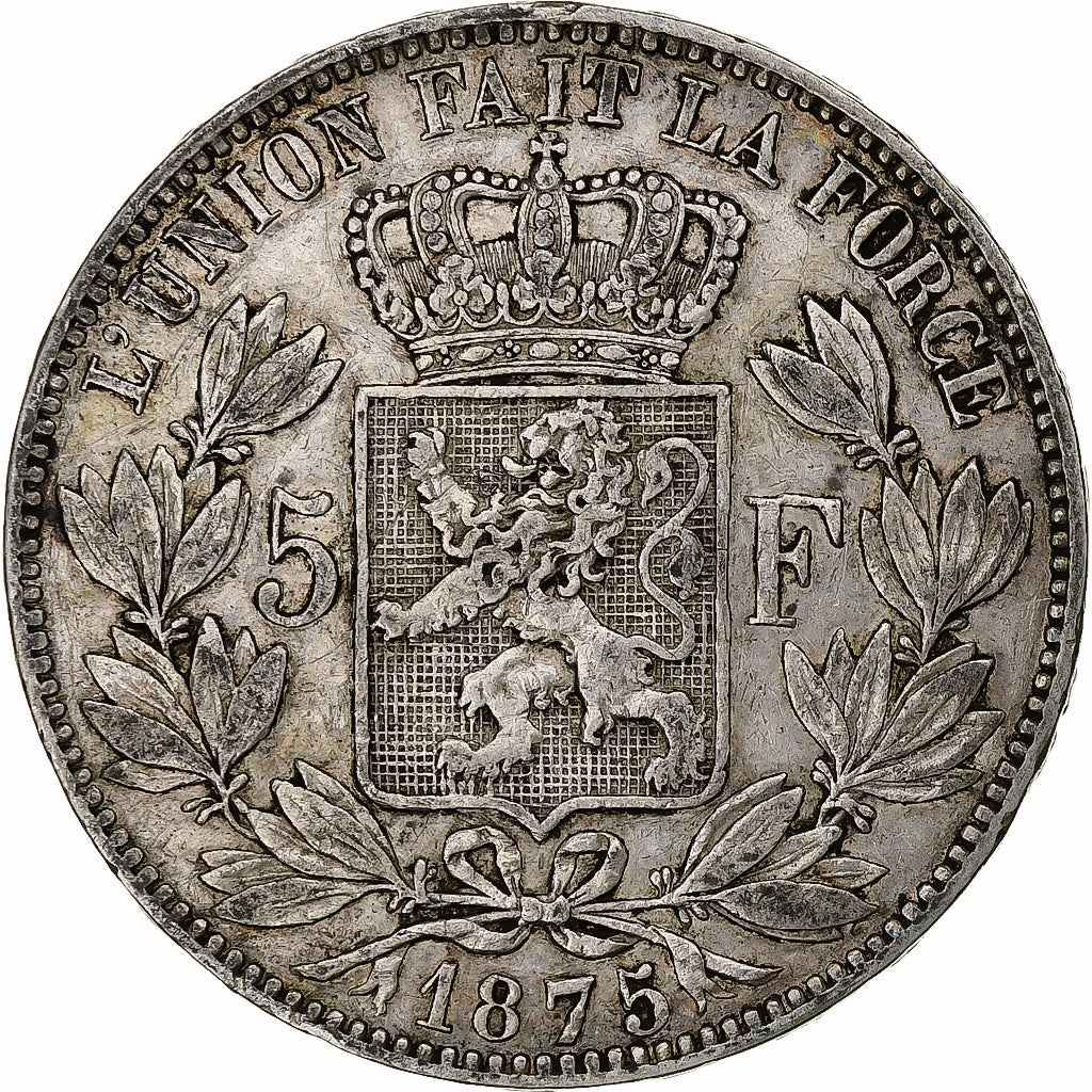 Coin, Belgium, Leopold II, 5 Francs, 5 Frank, 1875, VF(30-35), Silver, KM:24