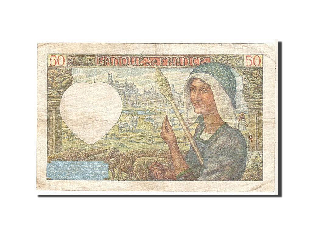 France, 50 Francs, 50 F 1940-1942 ''Jacques Coeur'', 1941, KM #93, VF(20-25),...