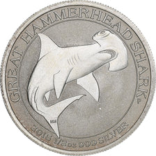Coin, Australia, Hammerhead Shark, 50 Cents, 2015, 1/2 Oz, MS(64), Silver