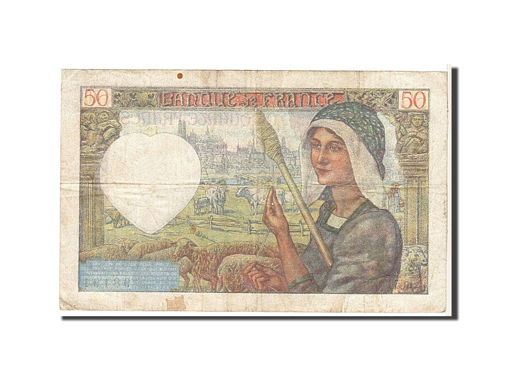 France, 50 Francs, 50 F 1940-1942 ''Jacques Coeur'', 1941, KM #93, VF(20-25),...