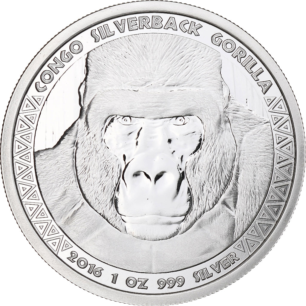 República do Congo, Congo Silverback Gorilla, 5000 Francs CFA, 2016, 1 Oz