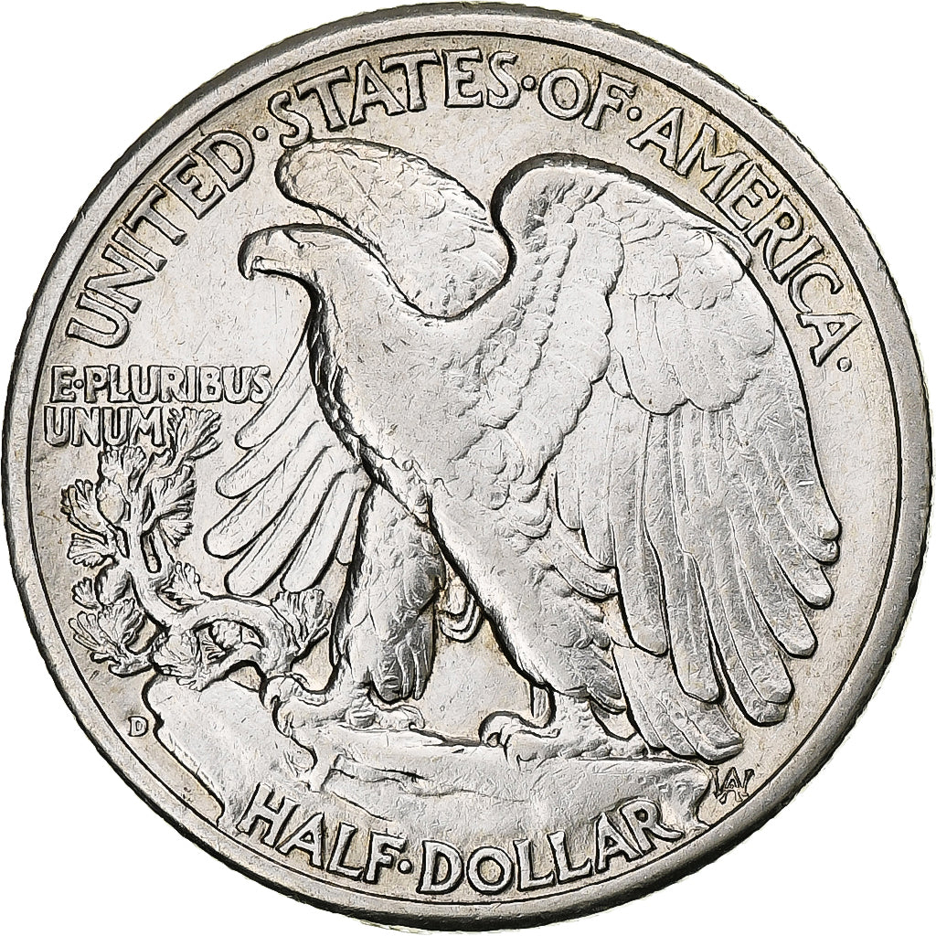 Coin, United States, Walking Liberty Half Dollar, Half Dollar, 1943, U.S. Mint