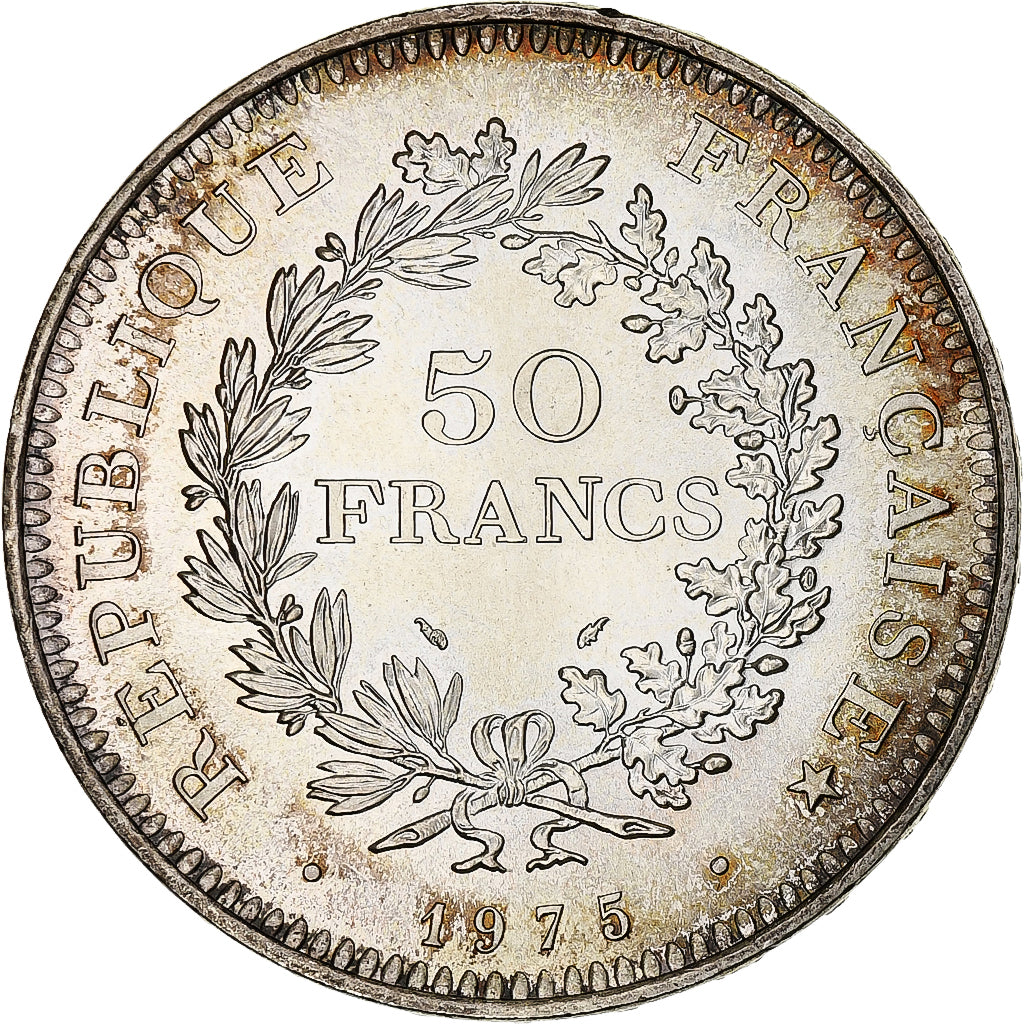 Coin, France, Hercule, 50 Francs, 1975, Paris, MS(60-62), Silver, KM:941.1