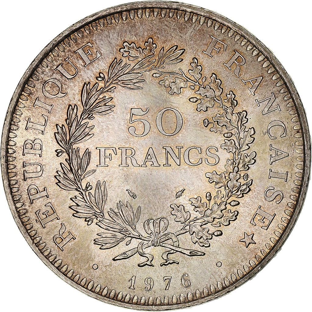 Coin, France, Hercule, 50 Francs, 1976, Paris, MS(60-62), Silver, KM:941.1
